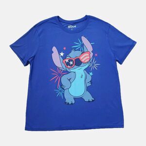 Disney Stitch Unisex T-shirt Fireworks Patriotic 4th Of July Dark Blue Sz Large